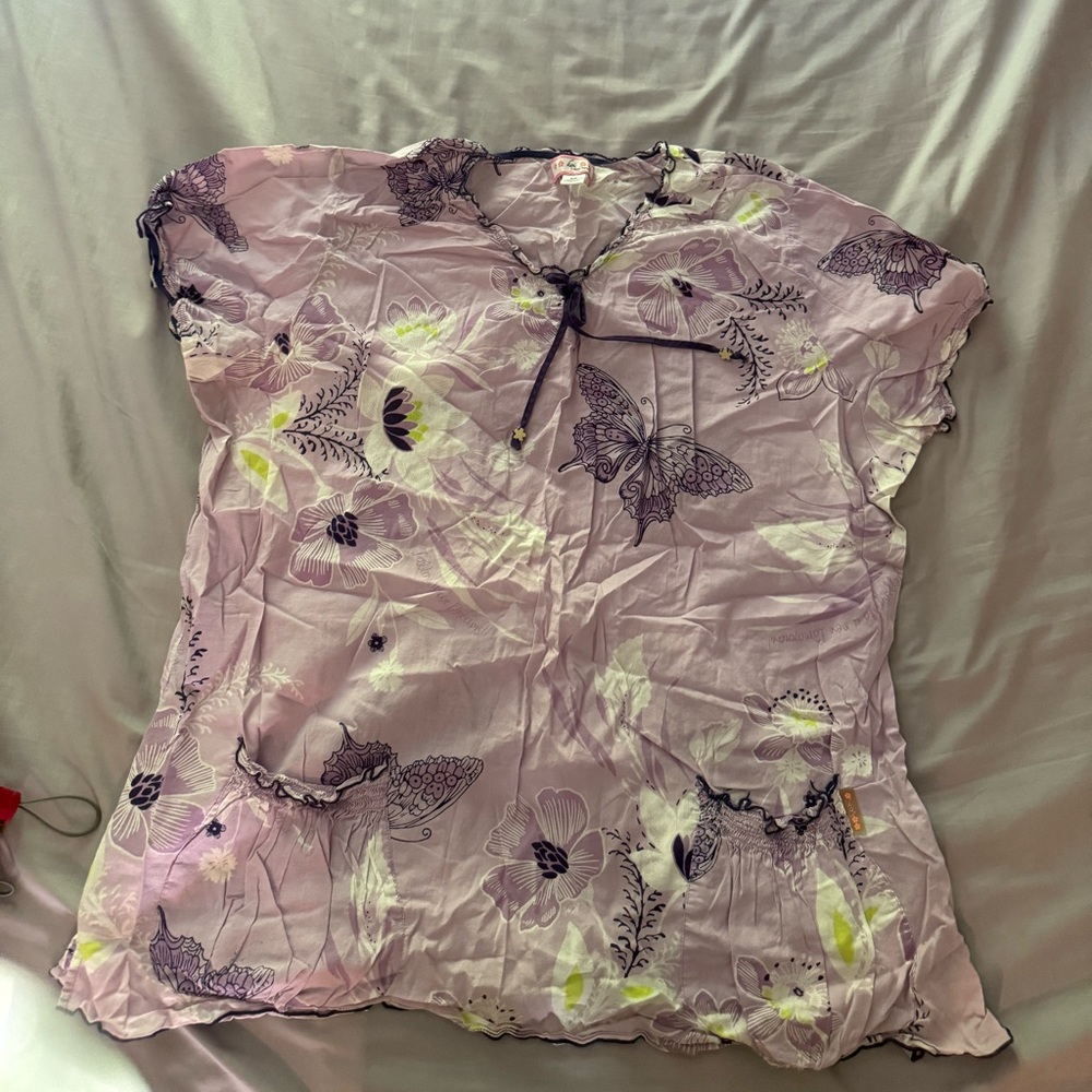 Koi Floral Purple Scrub Top